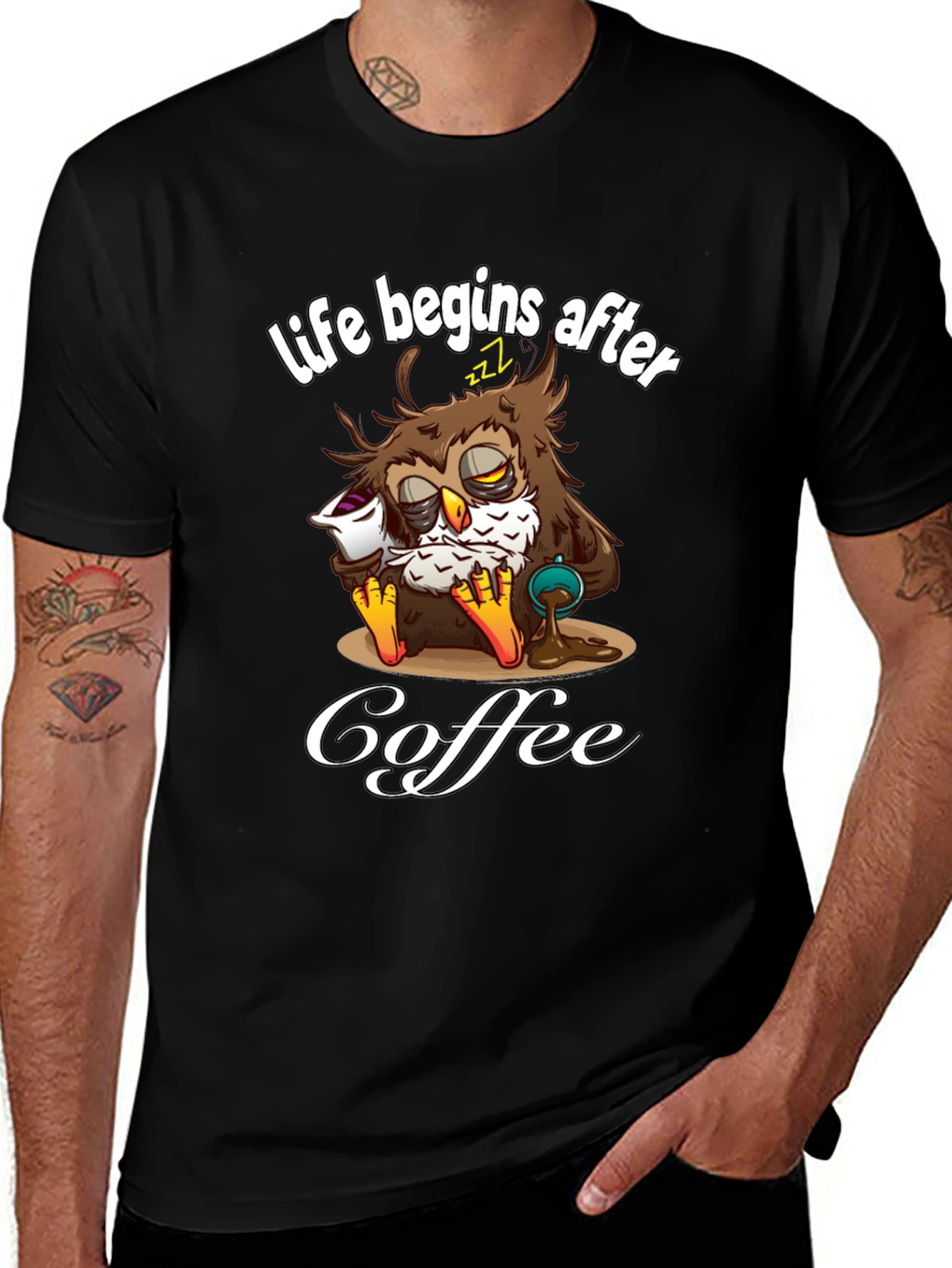Life Begins After Coffee Owl T-Shirt