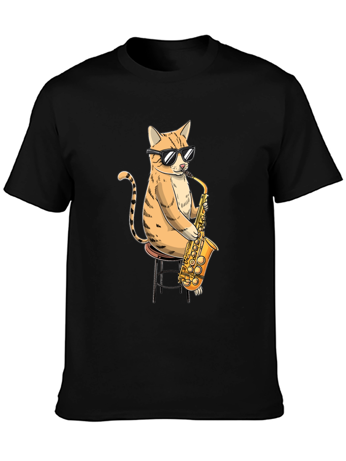 Cool Cat Saxophone Graphic T-Shirt