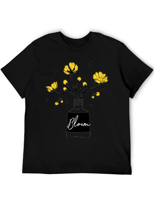 Bloom Graphic Tee - Black Cotton T-Shirt