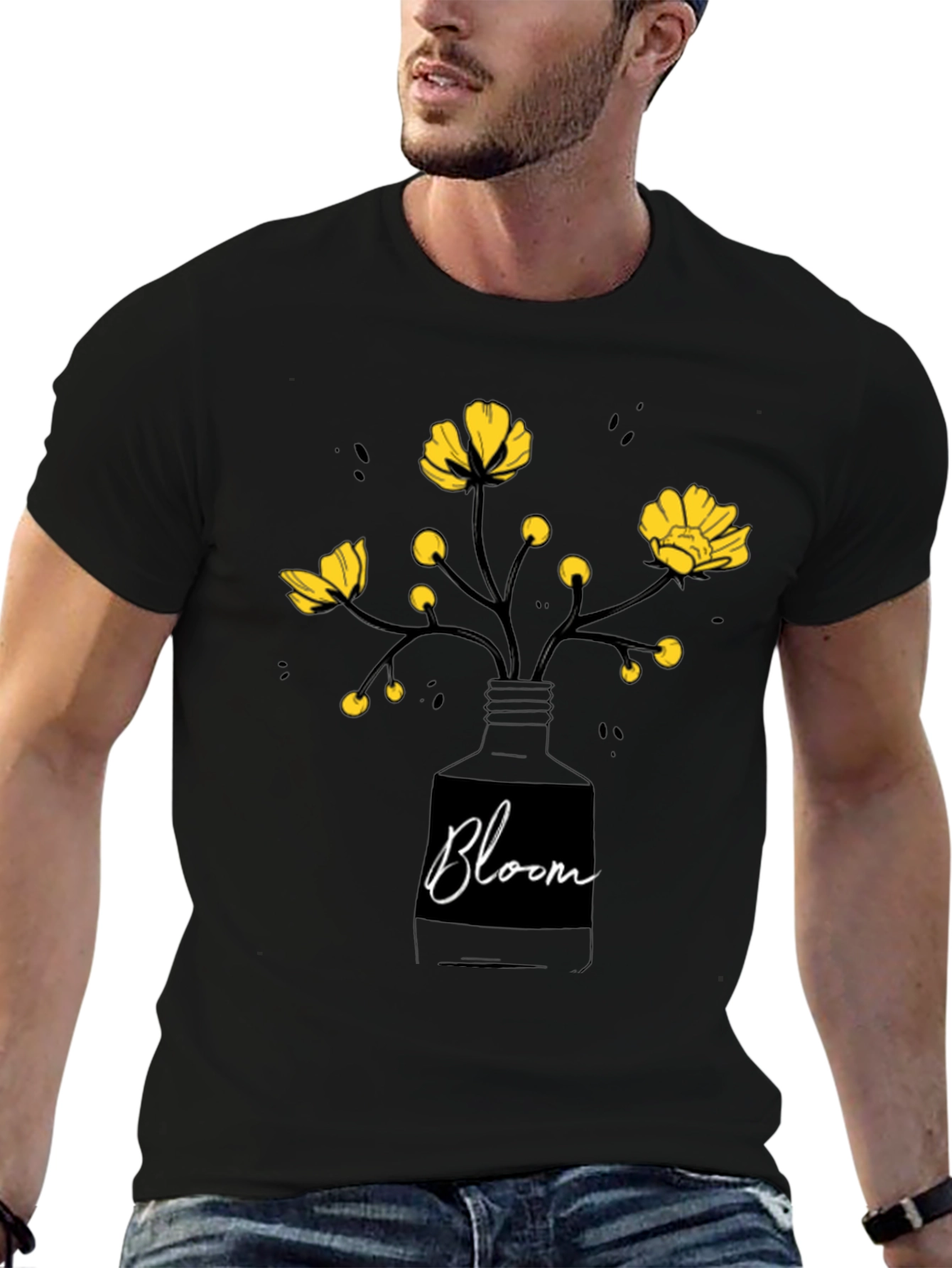 Bloom Graphic Tee - Black Cotton T-Shirt