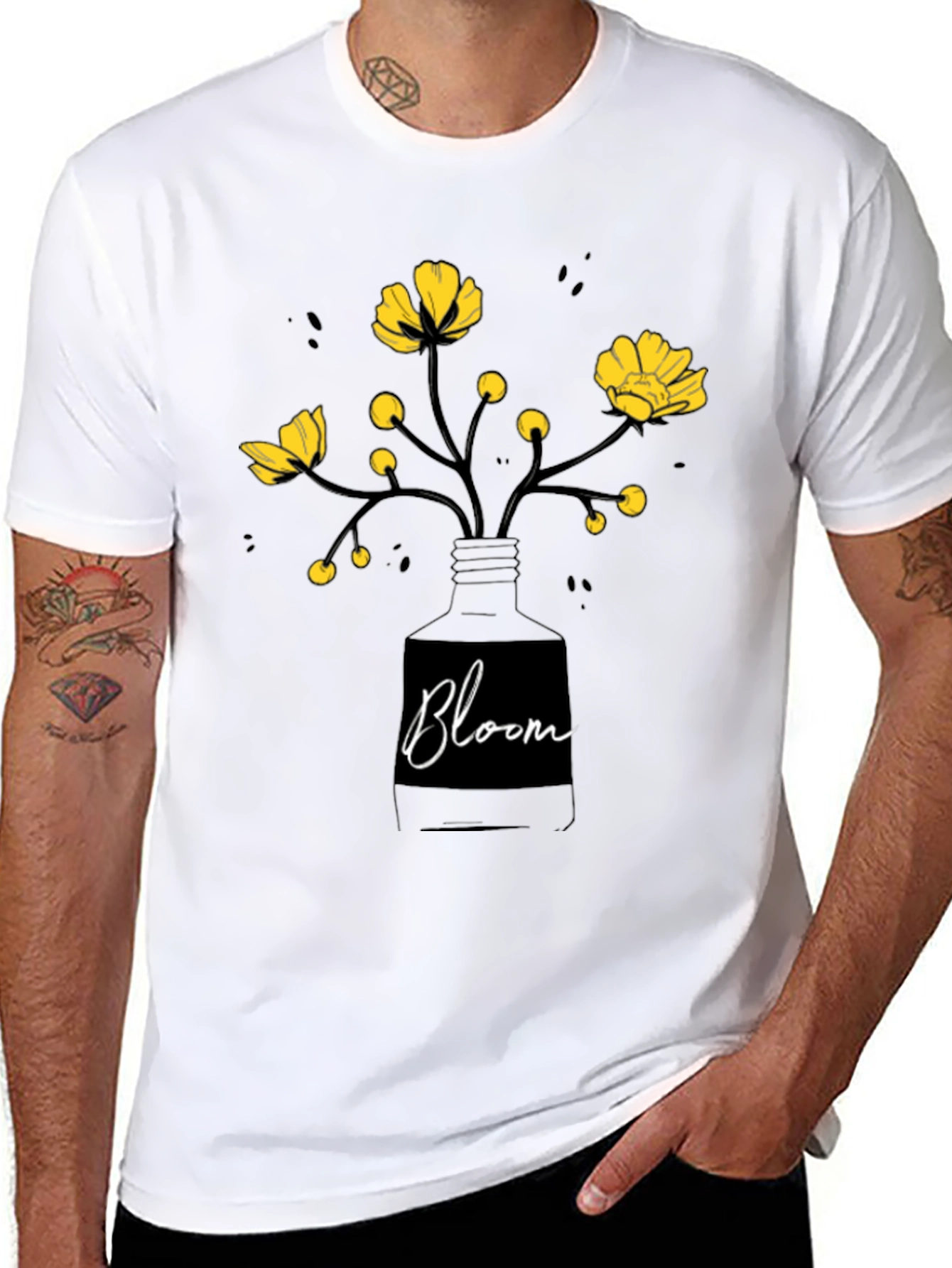 Bloom Graphic Tee - Black Cotton T-Shirt