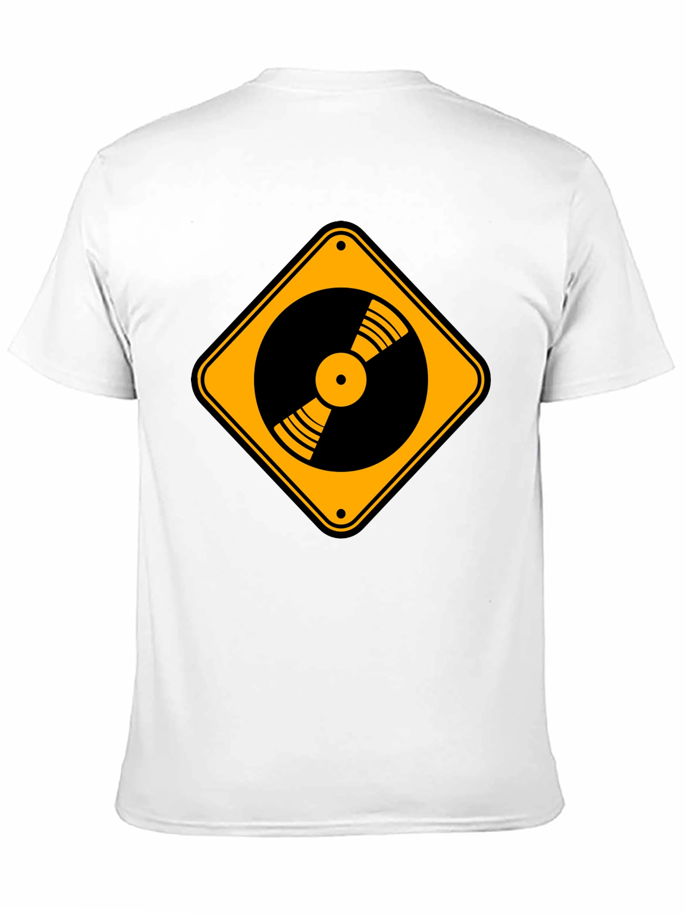 Vinyl Record Caution Sign Black T-Shirt