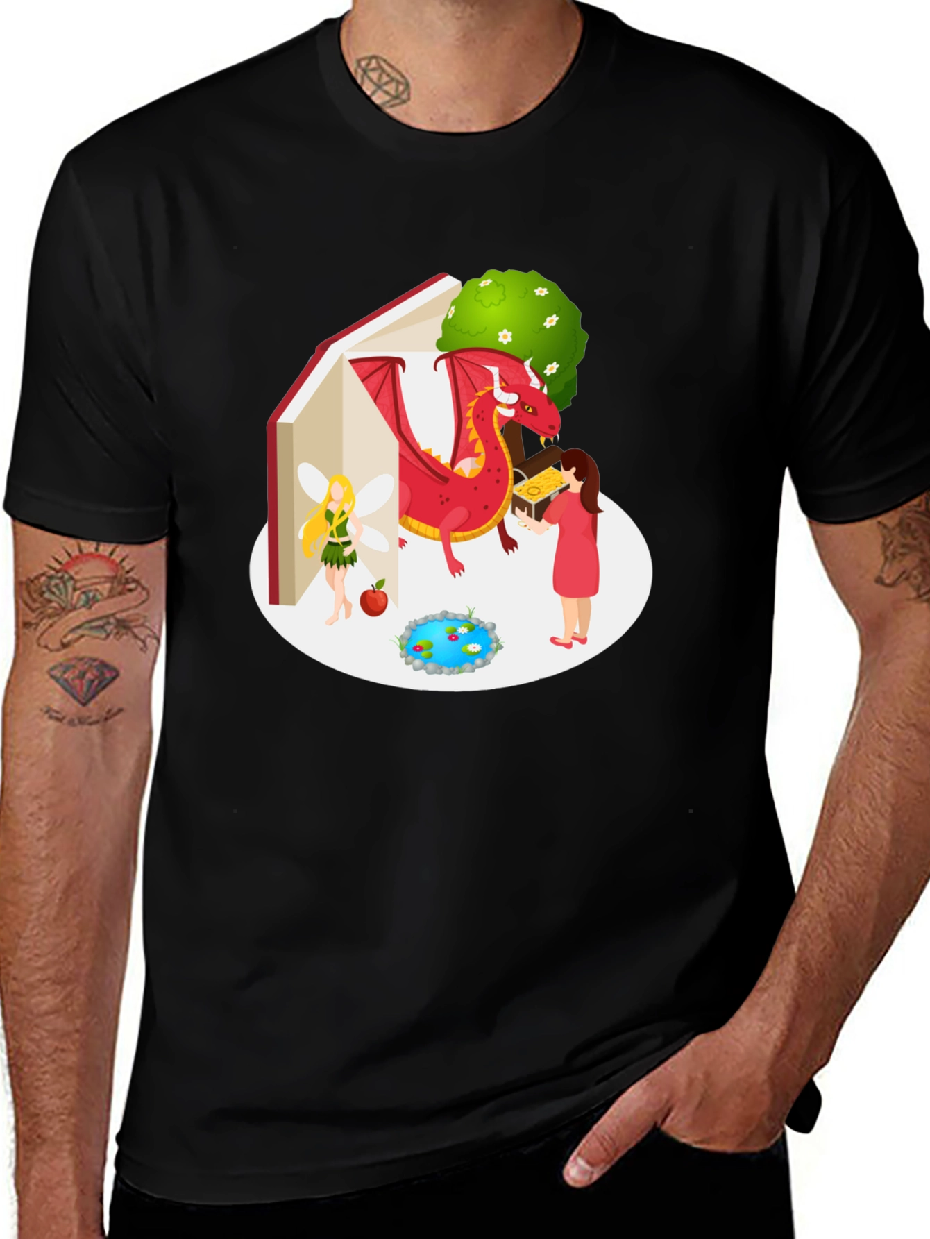 Enchanted Story T-Shirt - Dragon Fairy Book Design