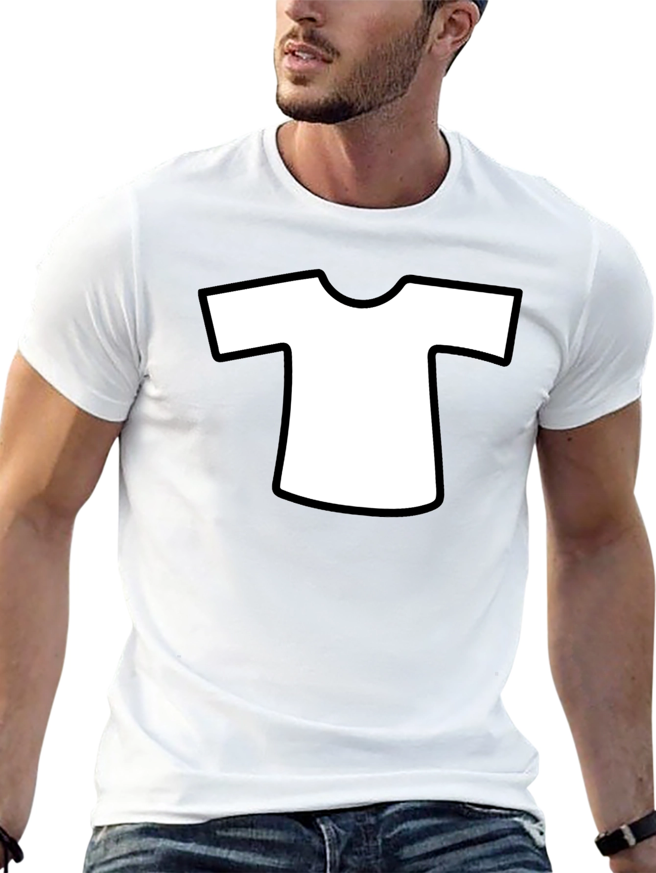Mens Black T-Shirt with White T-Shirt Design