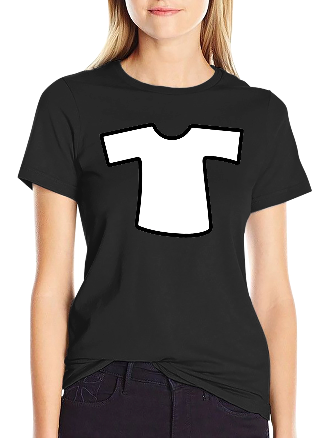 Mens Black T-Shirt with White T-Shirt Design