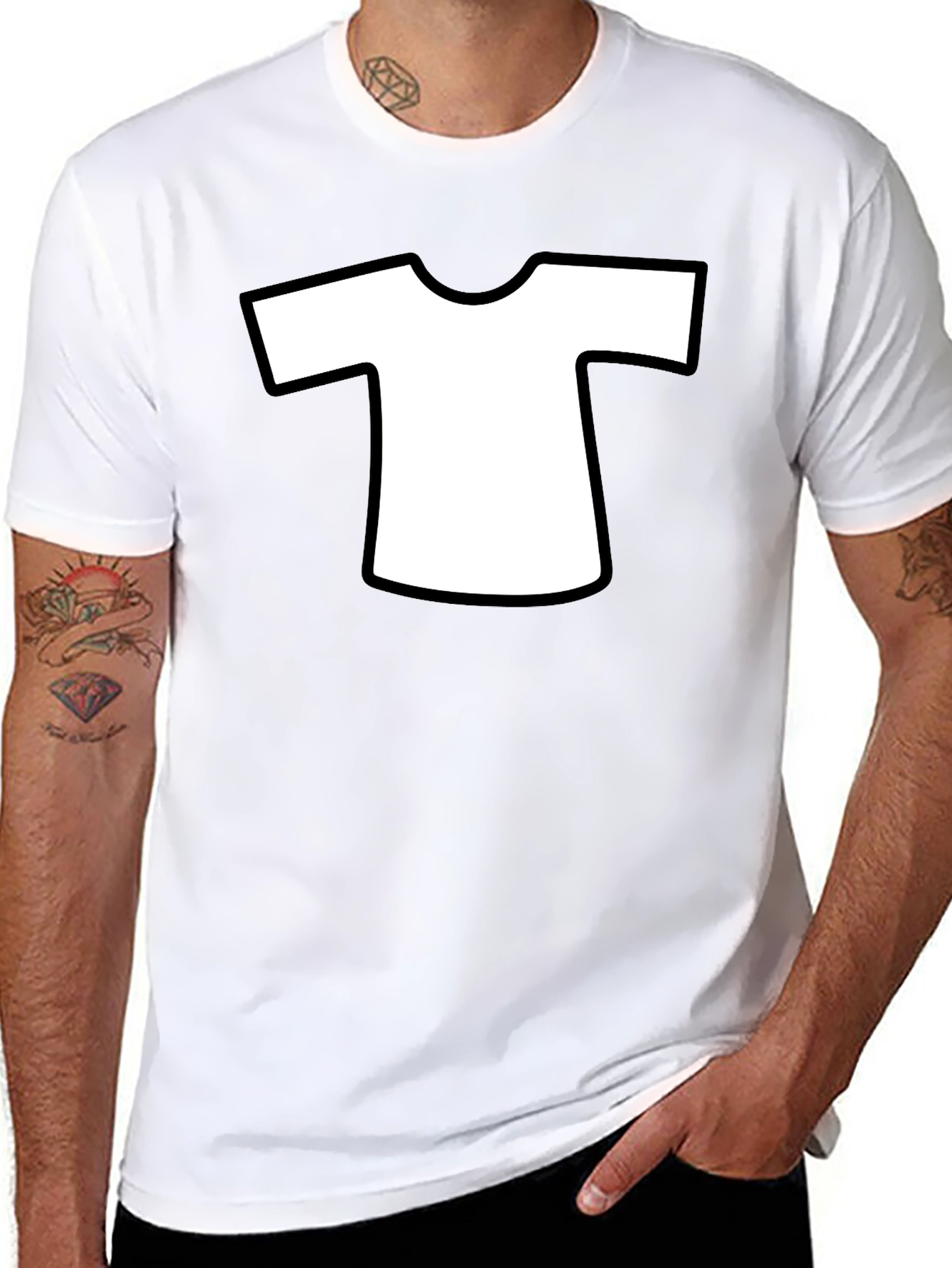 Mens Black T-Shirt with White T-Shirt Design