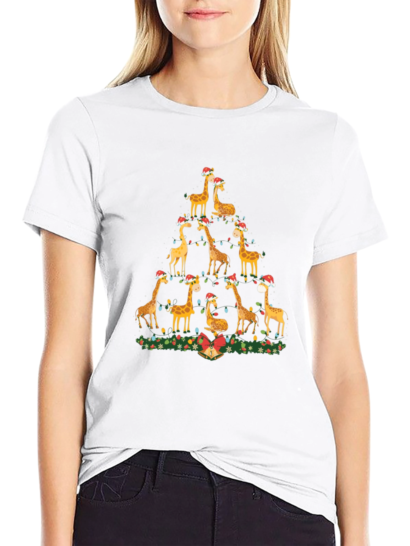 Festive Giraffe Christmas Tree T-Shirt
