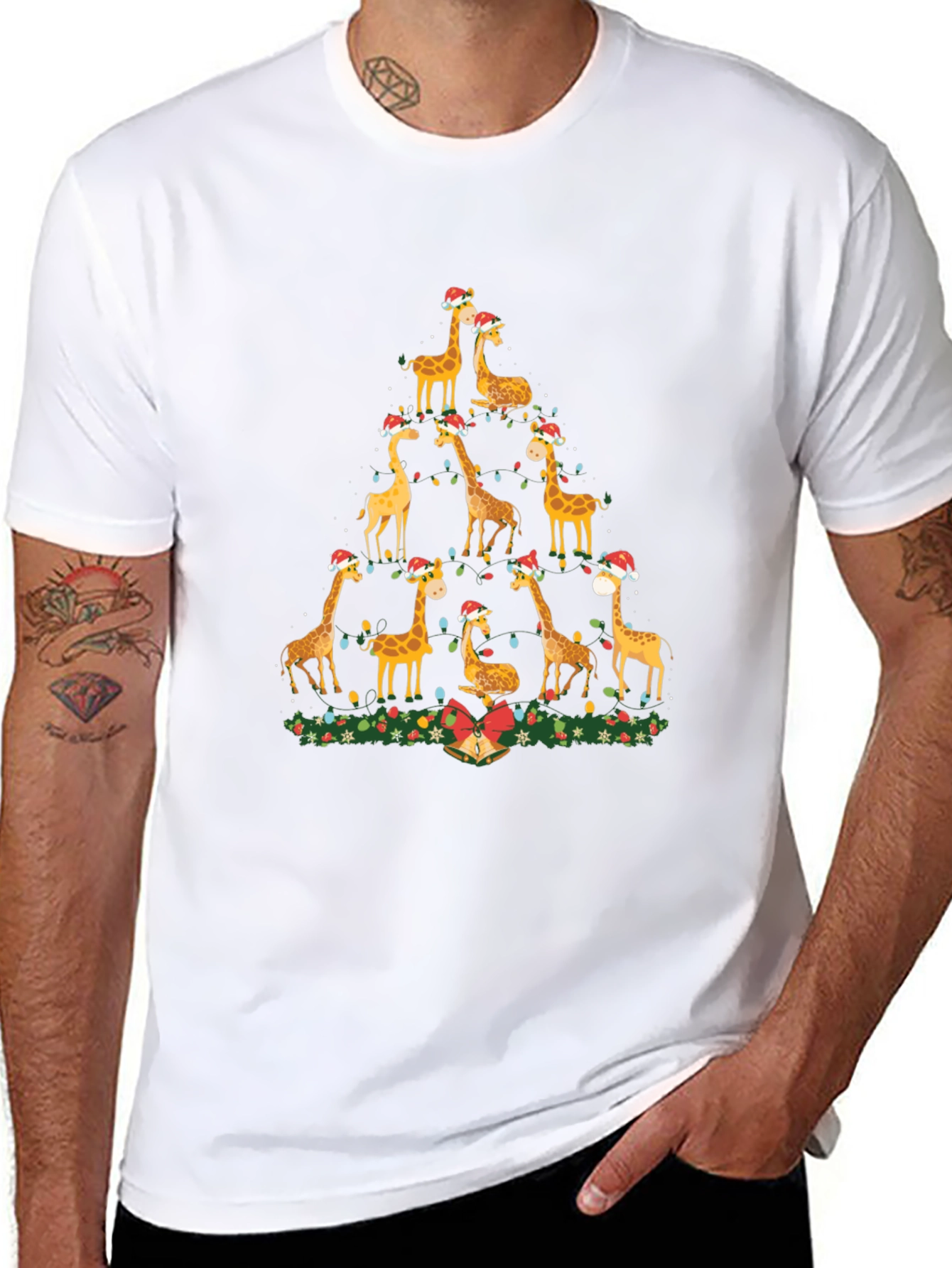 Festive Giraffe Christmas Tree T-Shirt
