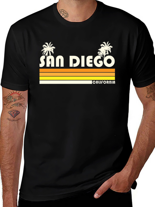 San Diego California Retro Style Black T-Shirt
