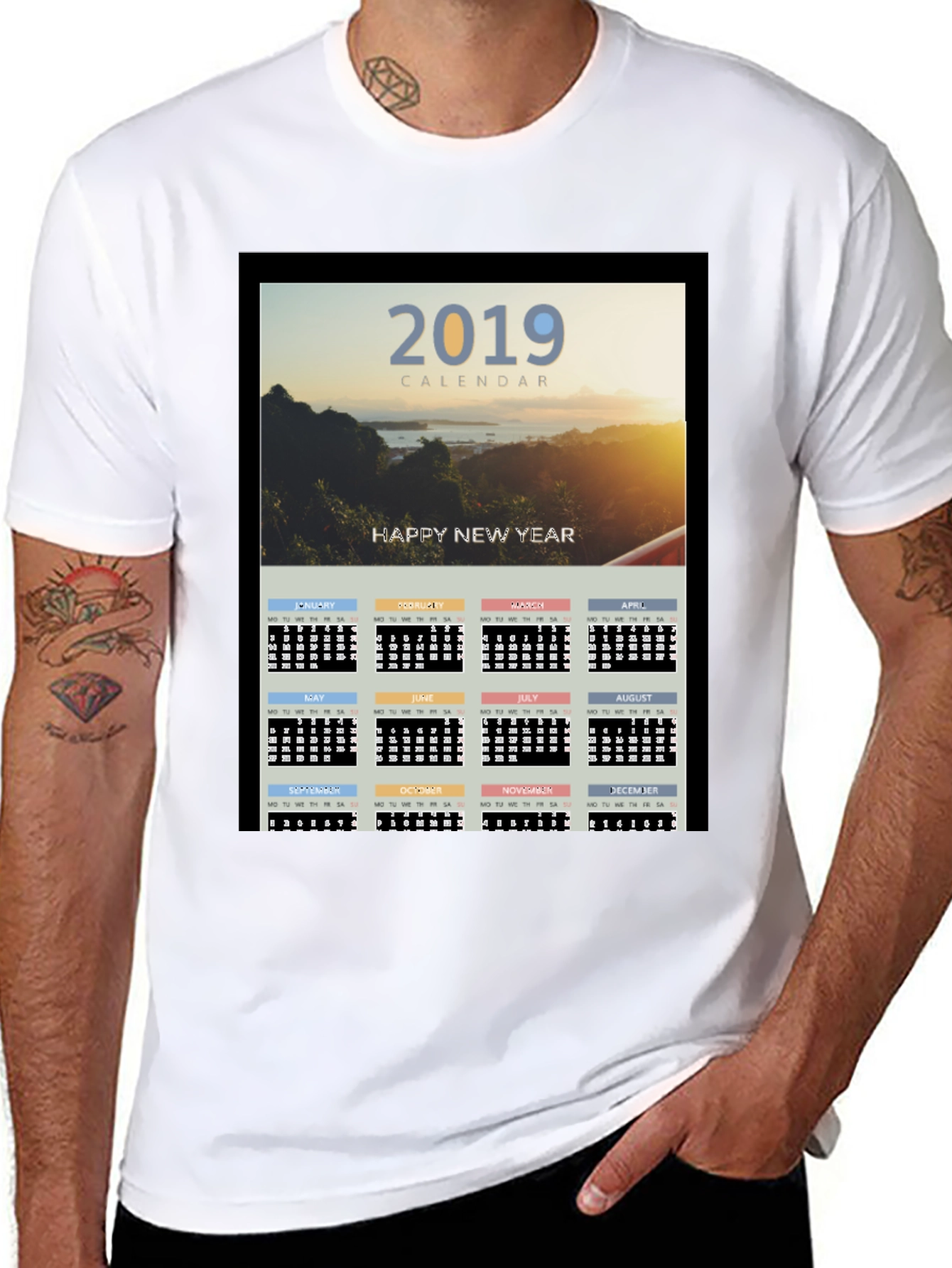 2019 Calendar New Year Graphic Tee