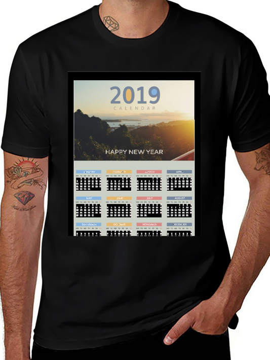2019 Calendar New Year Graphic Tee