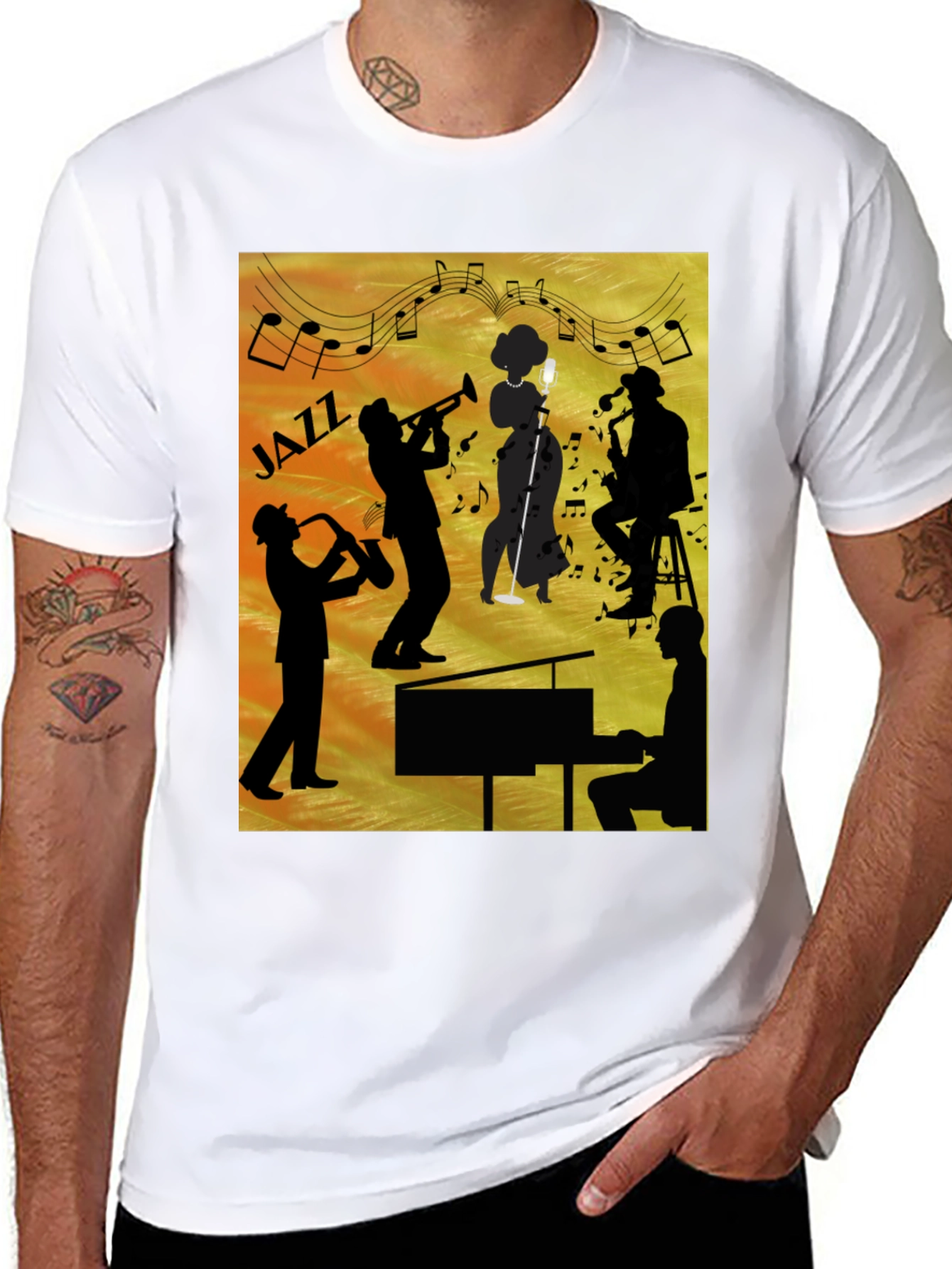 Jazz Band Silhouette Graphic Tee