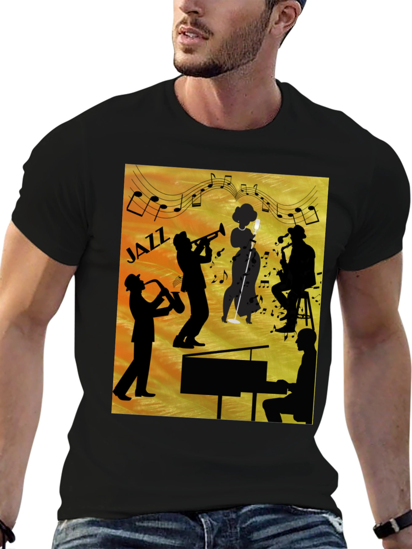 Jazz Band Silhouette Graphic Tee
