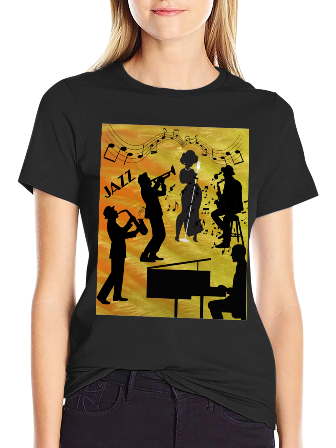 Jazz Band Silhouette Graphic Tee