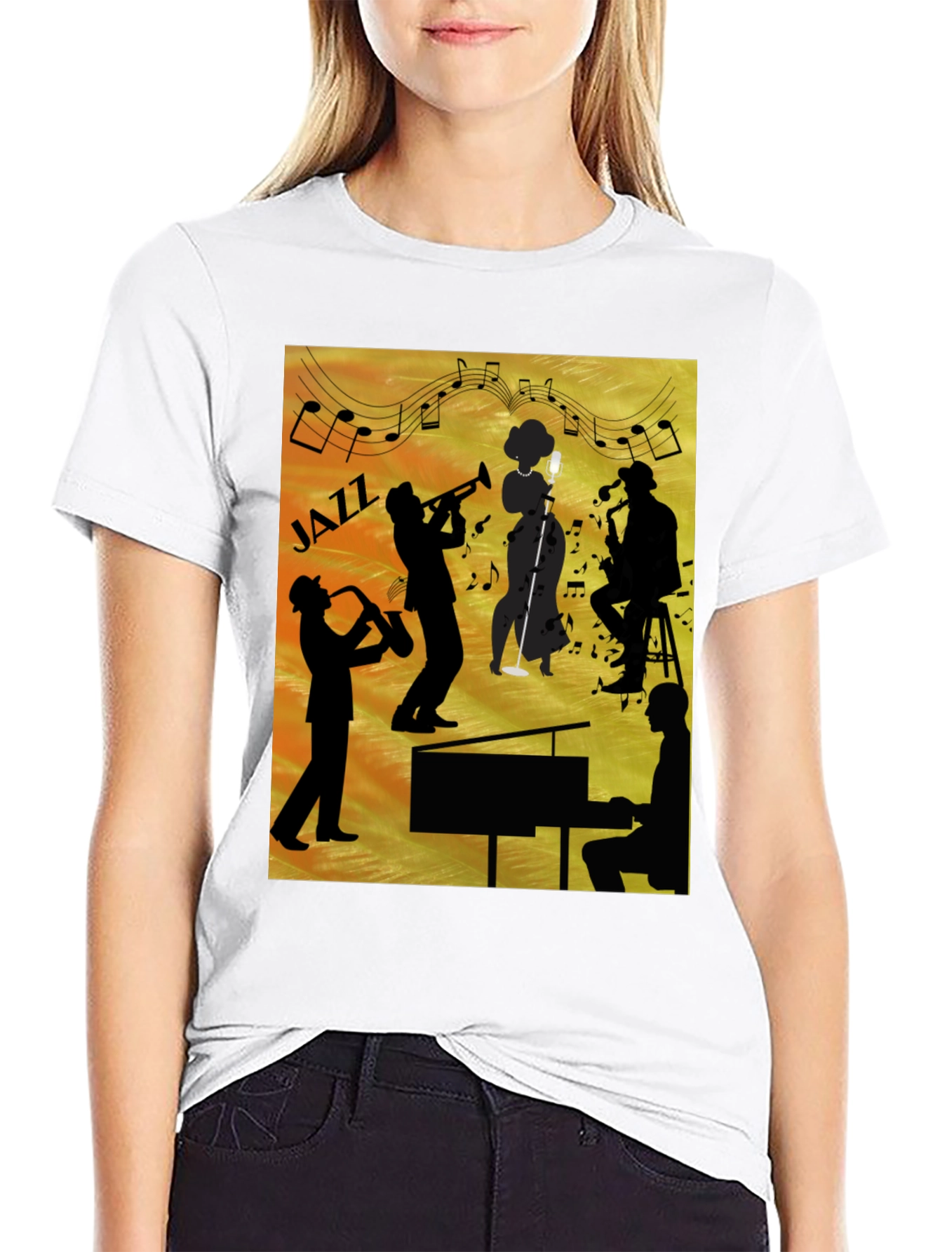 Jazz Band Silhouette Graphic Tee
