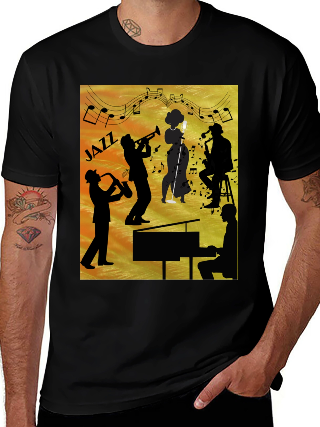 Jazz Band Silhouette Graphic Tee