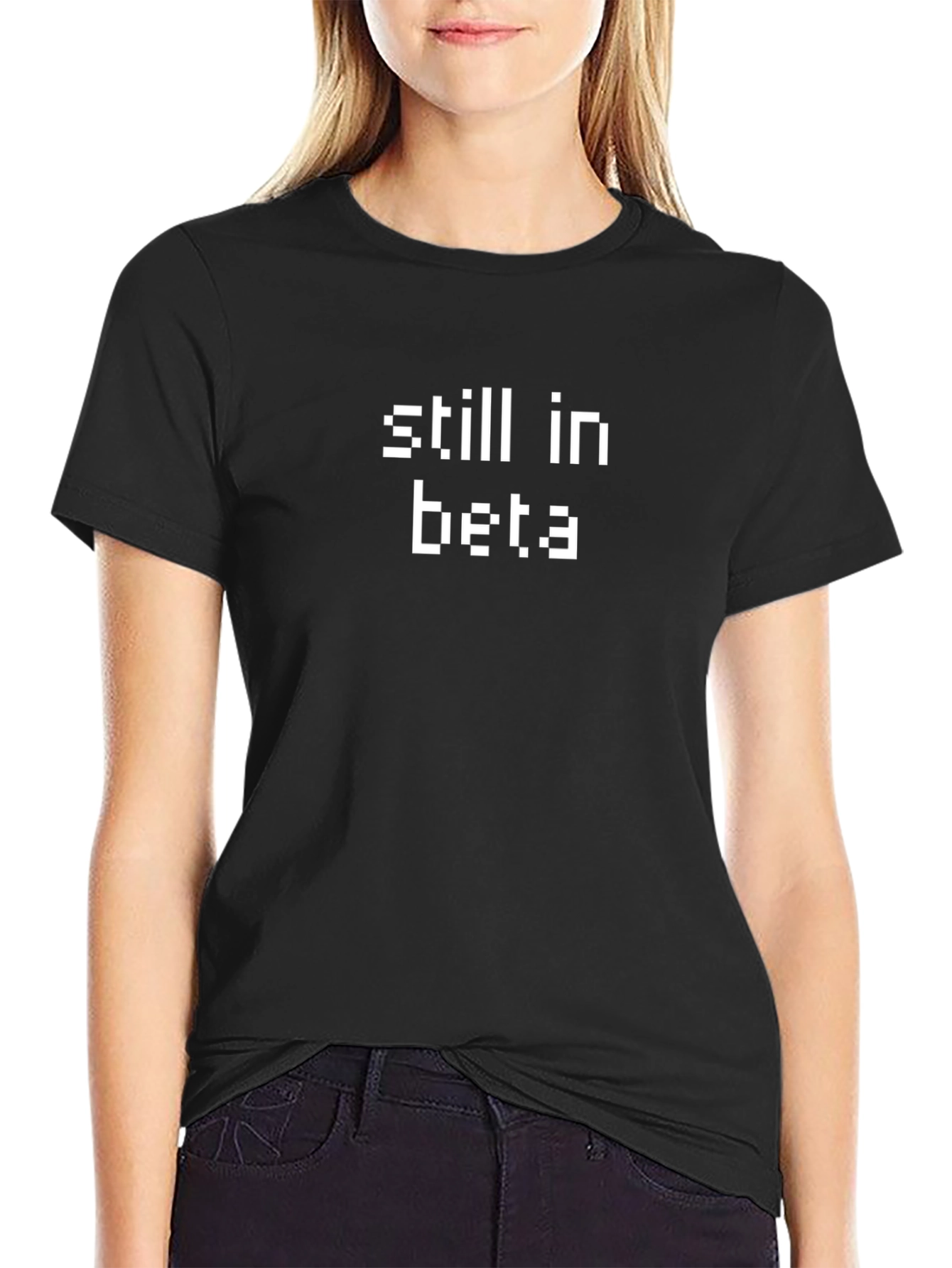 Still In Beta Pixel Art Black T-Shirt