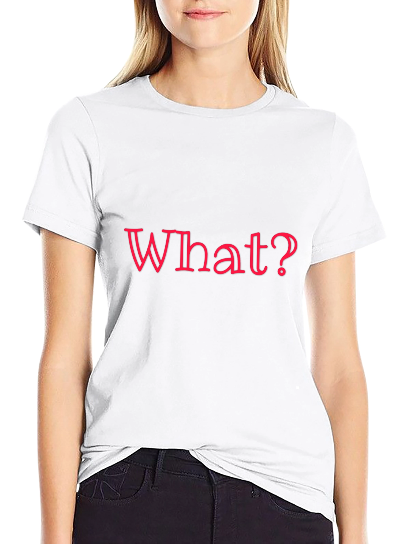 Mens Black T-Shirt - What? Graphic Tee