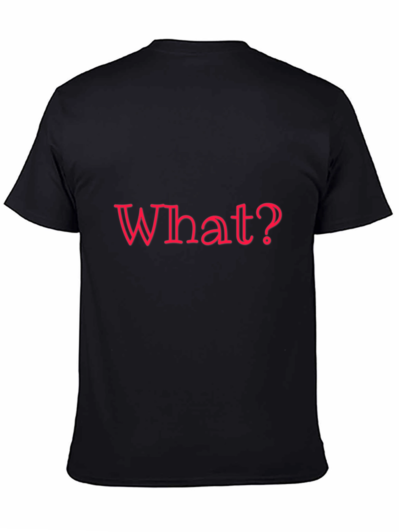 Mens Black T-Shirt - What? Graphic Tee
