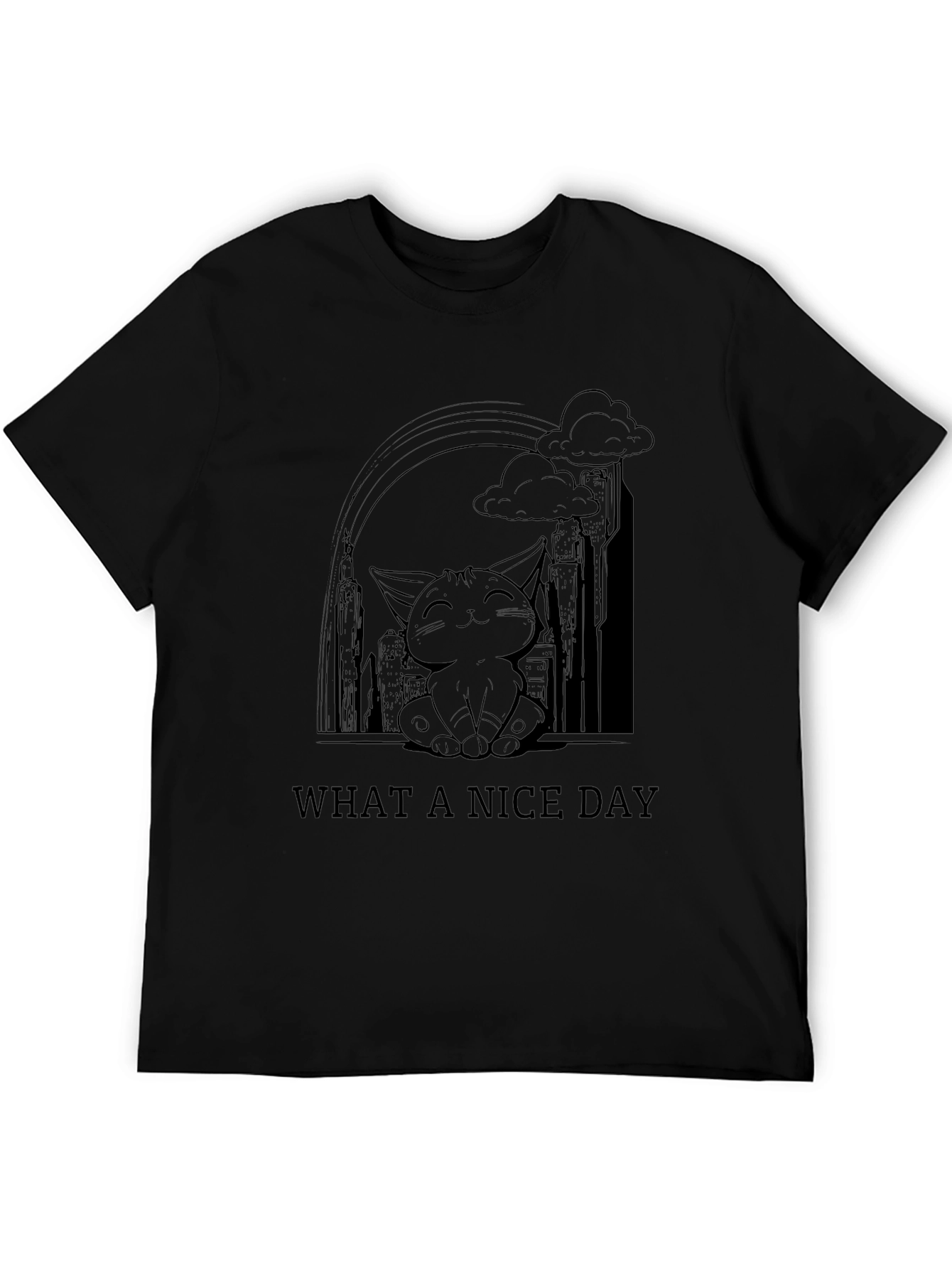 Cute Cat Cityscape T-Shirt - What A Nice Day