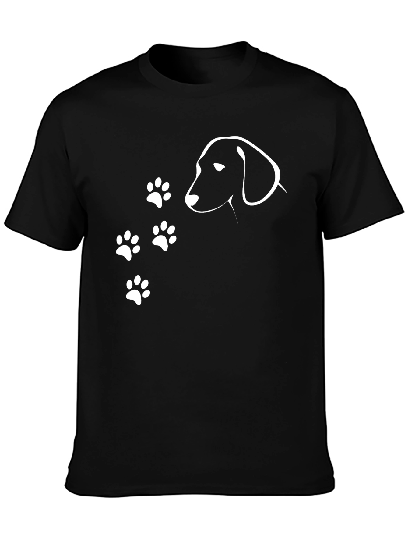 Dog Paw Print Graphic Tee - Casual Black T-Shirt