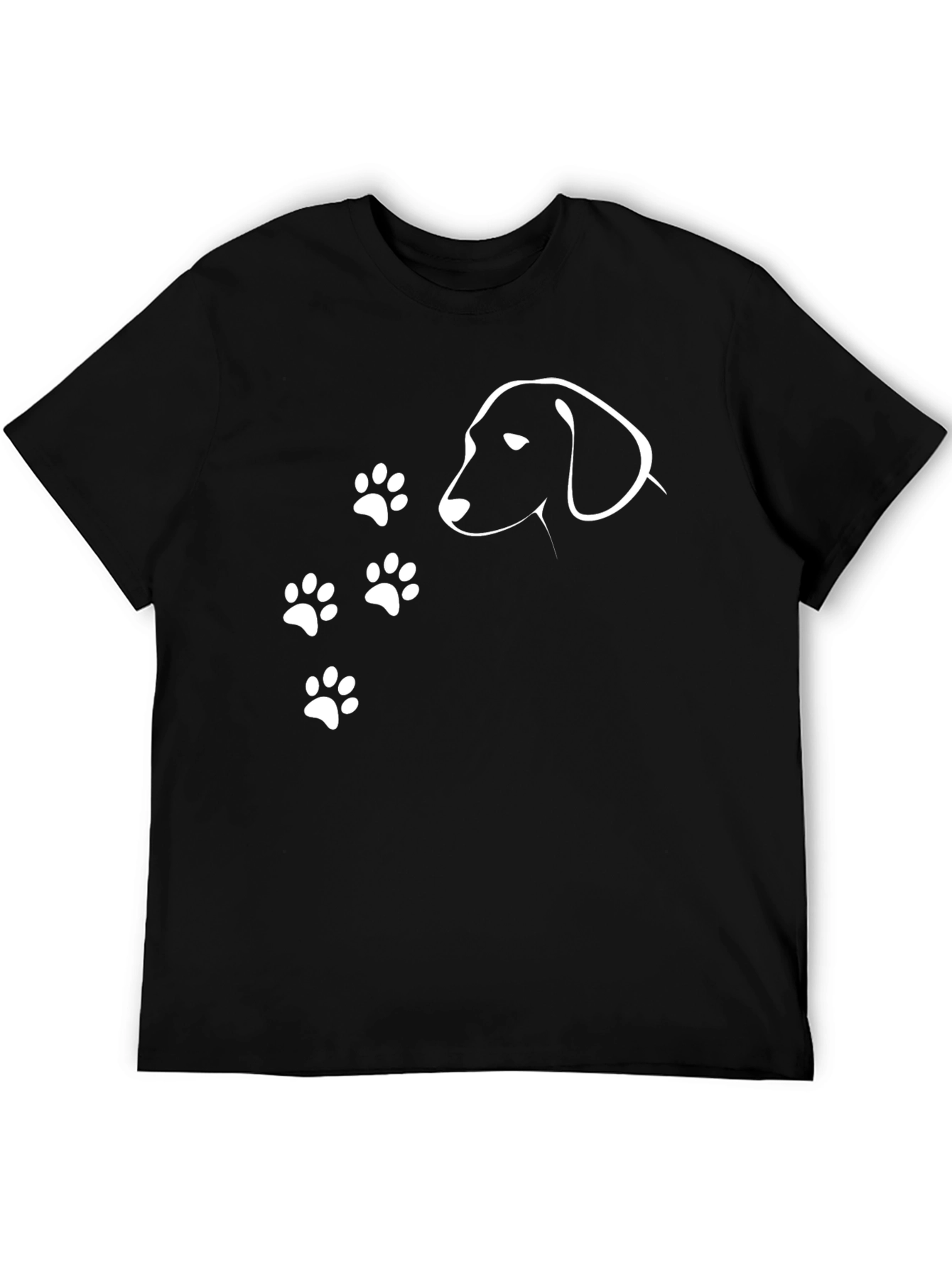 Dog Paw Print Graphic Tee - Casual Black T-Shirt