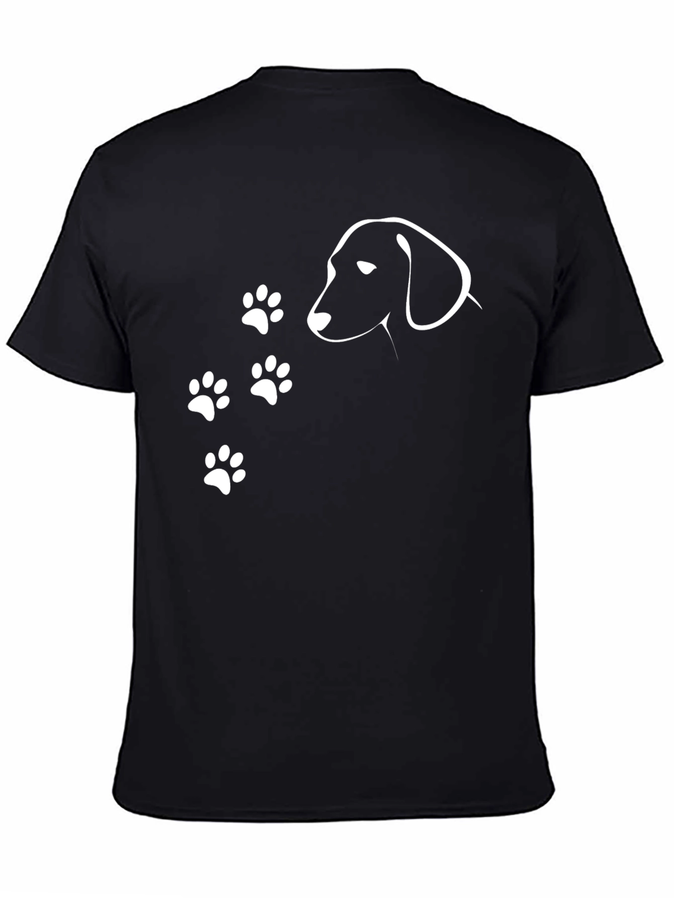 Dog Paw Print Graphic Tee - Casual Black T-Shirt