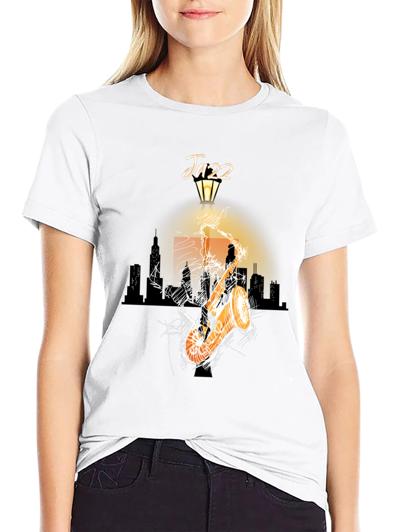 Jazz Saxophone Graphic T-Shirt - Black