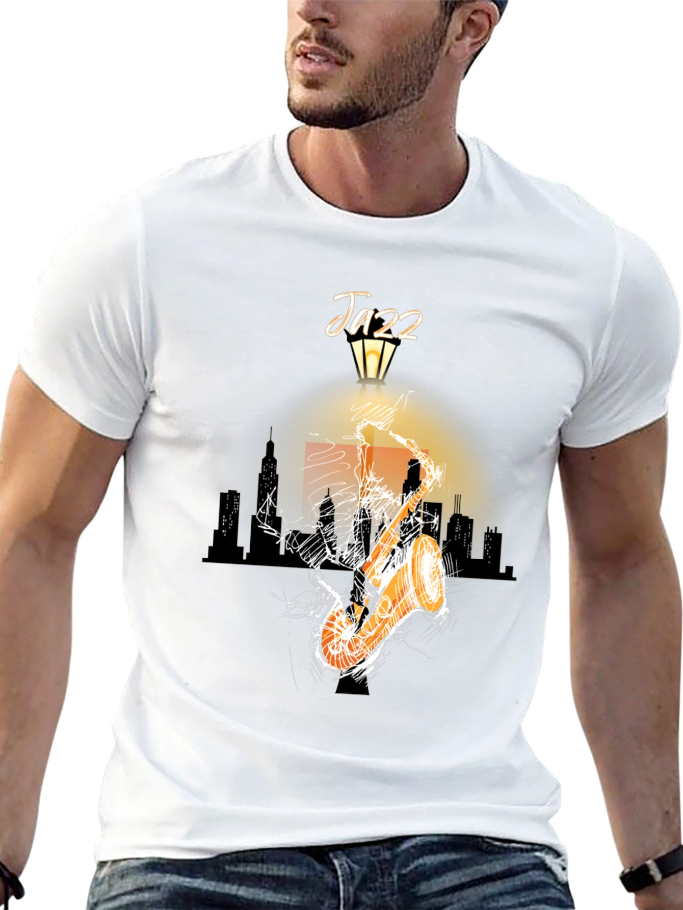 Jazz Saxophone Graphic T-Shirt - Black