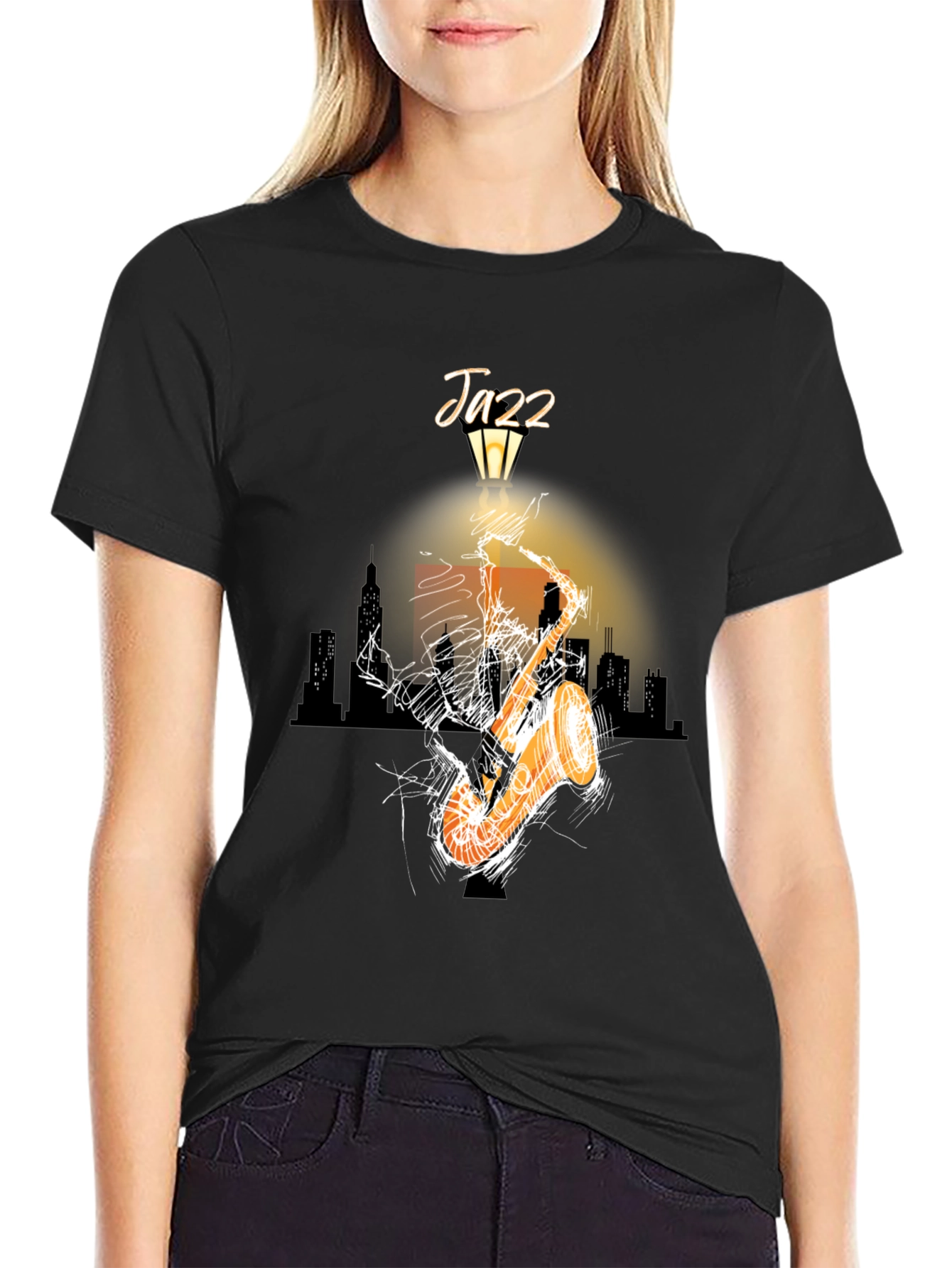 Jazz Saxophone Graphic T-Shirt - Black