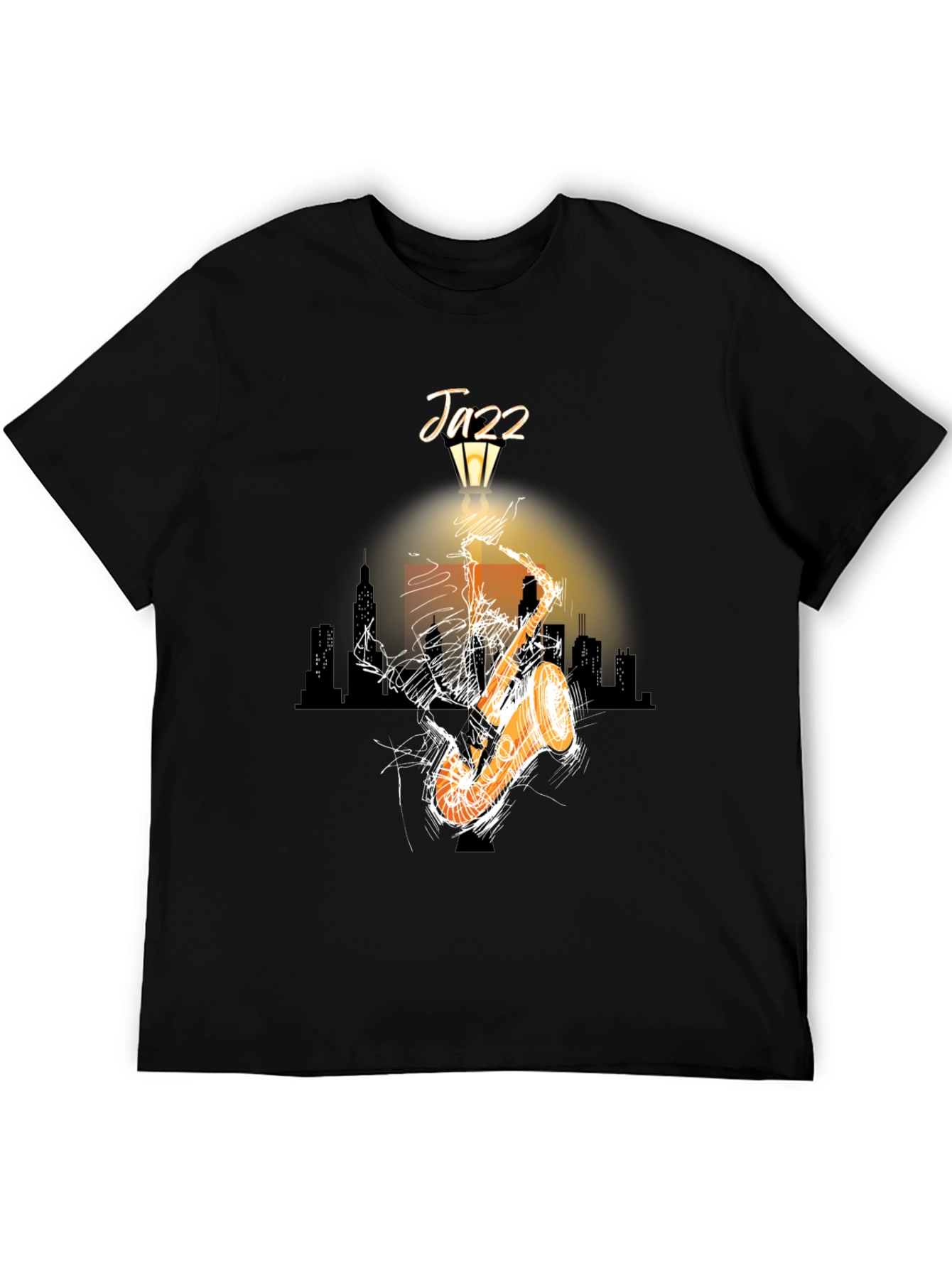 Jazz Saxophone Graphic T-Shirt - Black