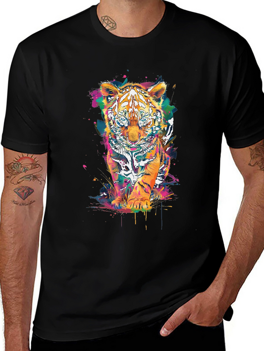 Vibrant Tiger Graphic Tee - Unisex Black T-Shirt