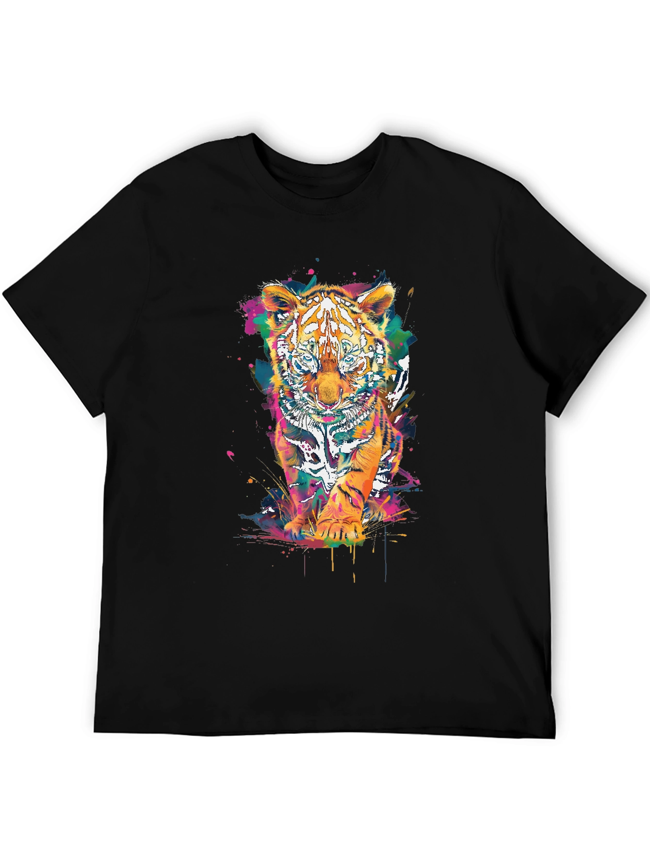 Vibrant Tiger Graphic Tee - Unisex Black T-Shirt