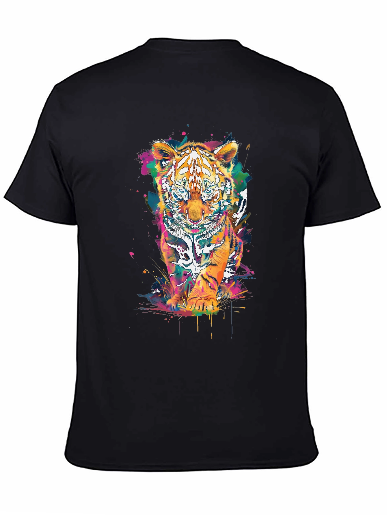 Vibrant Tiger Graphic Tee - Unisex Black T-Shirt