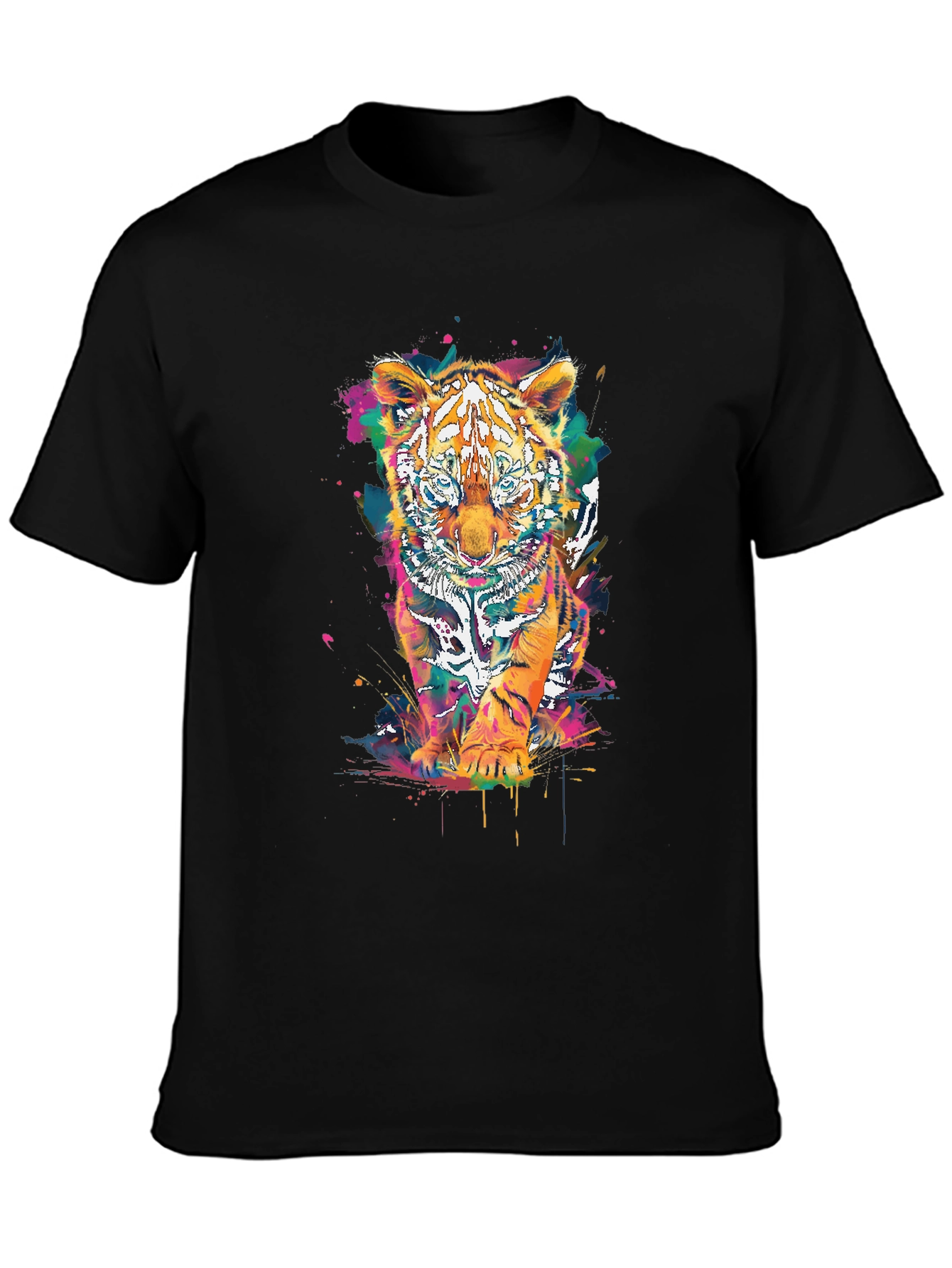 Vibrant Tiger Graphic Tee - Unisex Black T-Shirt