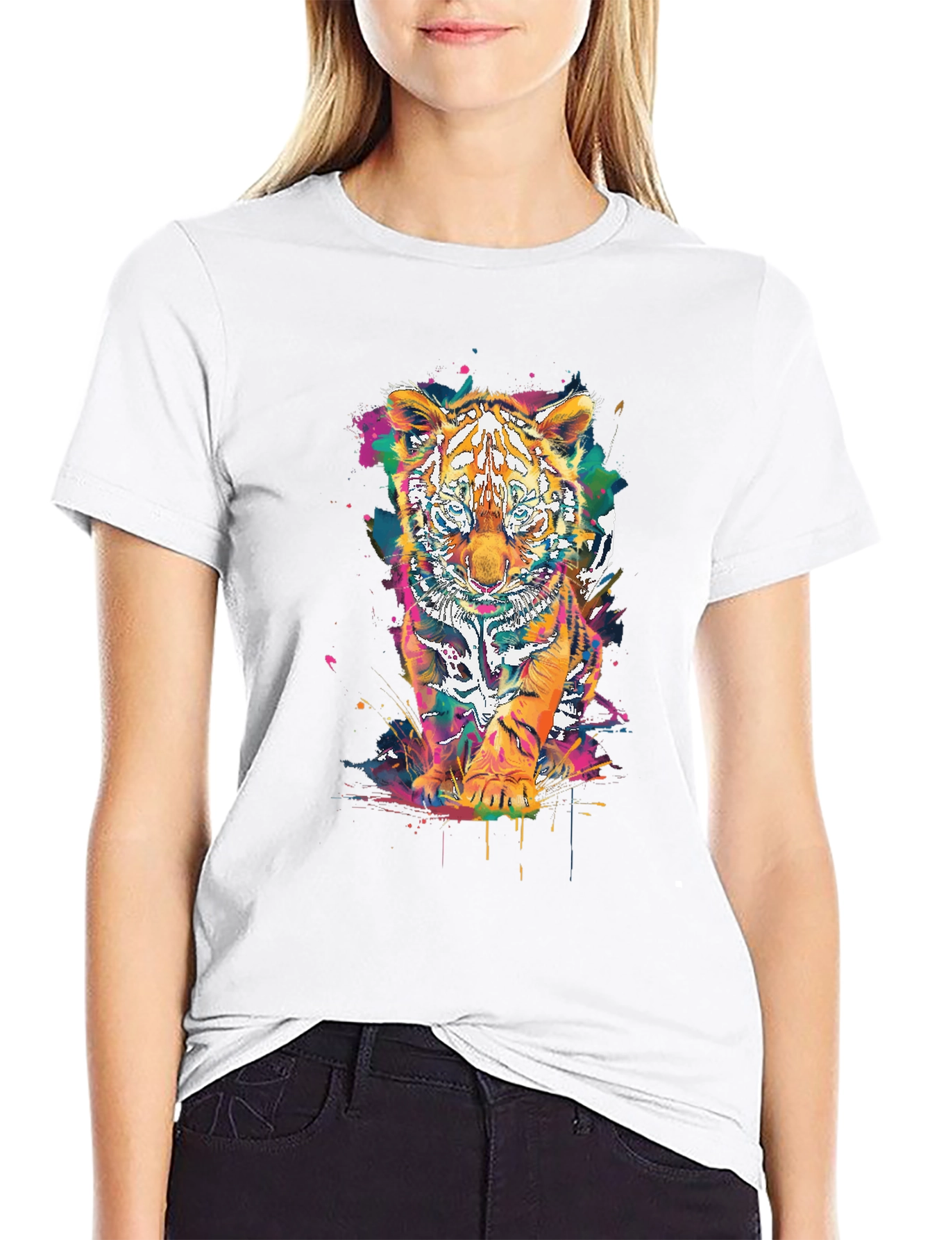 Vibrant Tiger Graphic Tee - Unisex Black T-Shirt