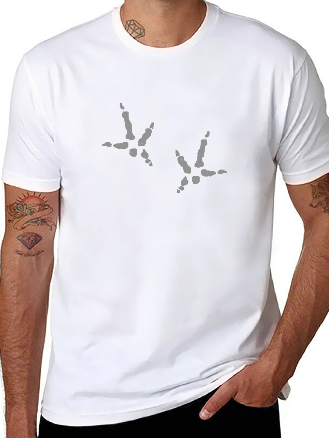 Funny Chicken Footprint Black T-Shirt