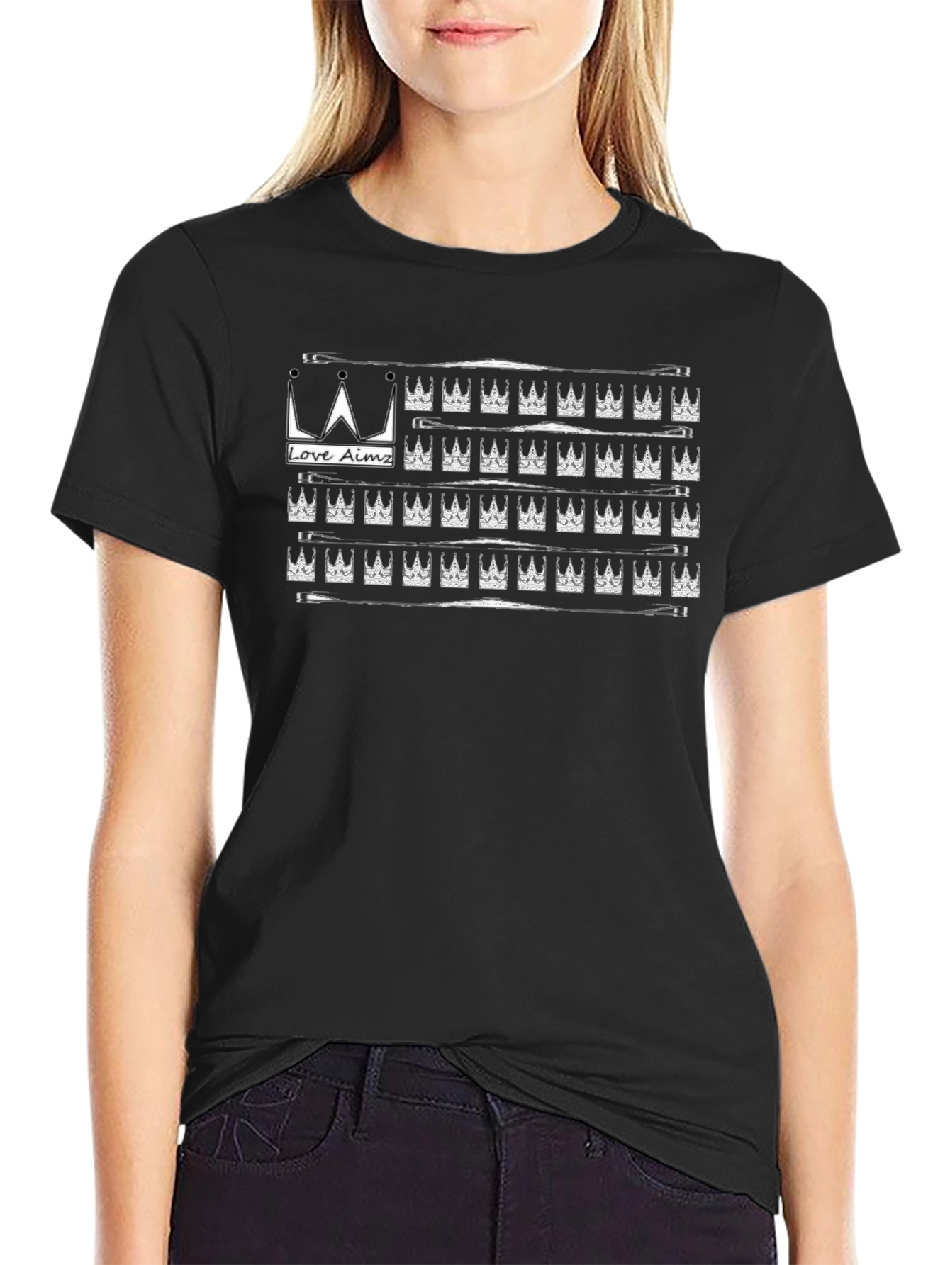 Love Aimz Crown Flag Black T-Shirt