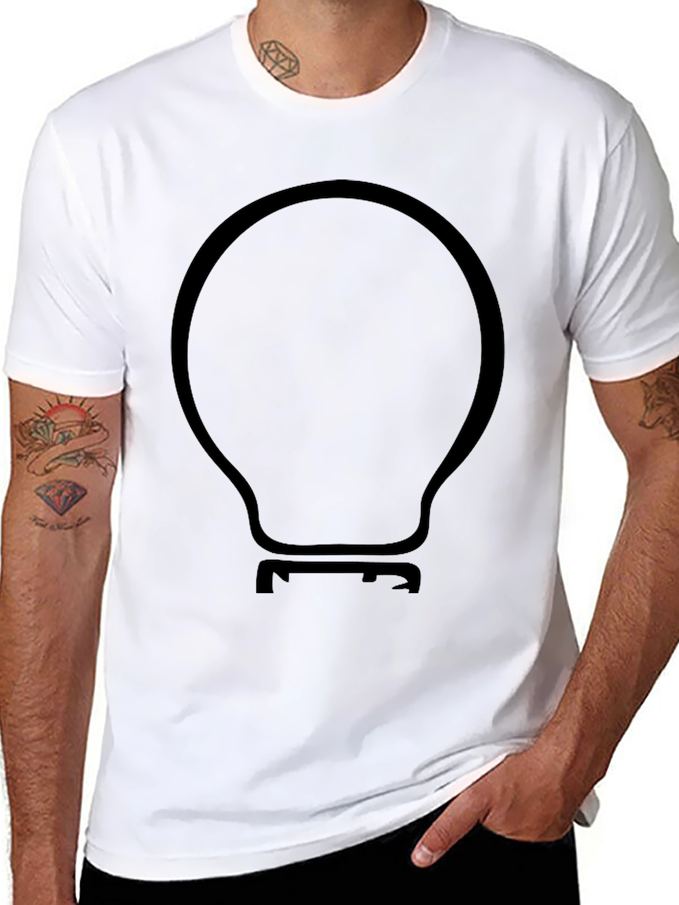 Modern Light Bulb Graphic Black T-Shirt