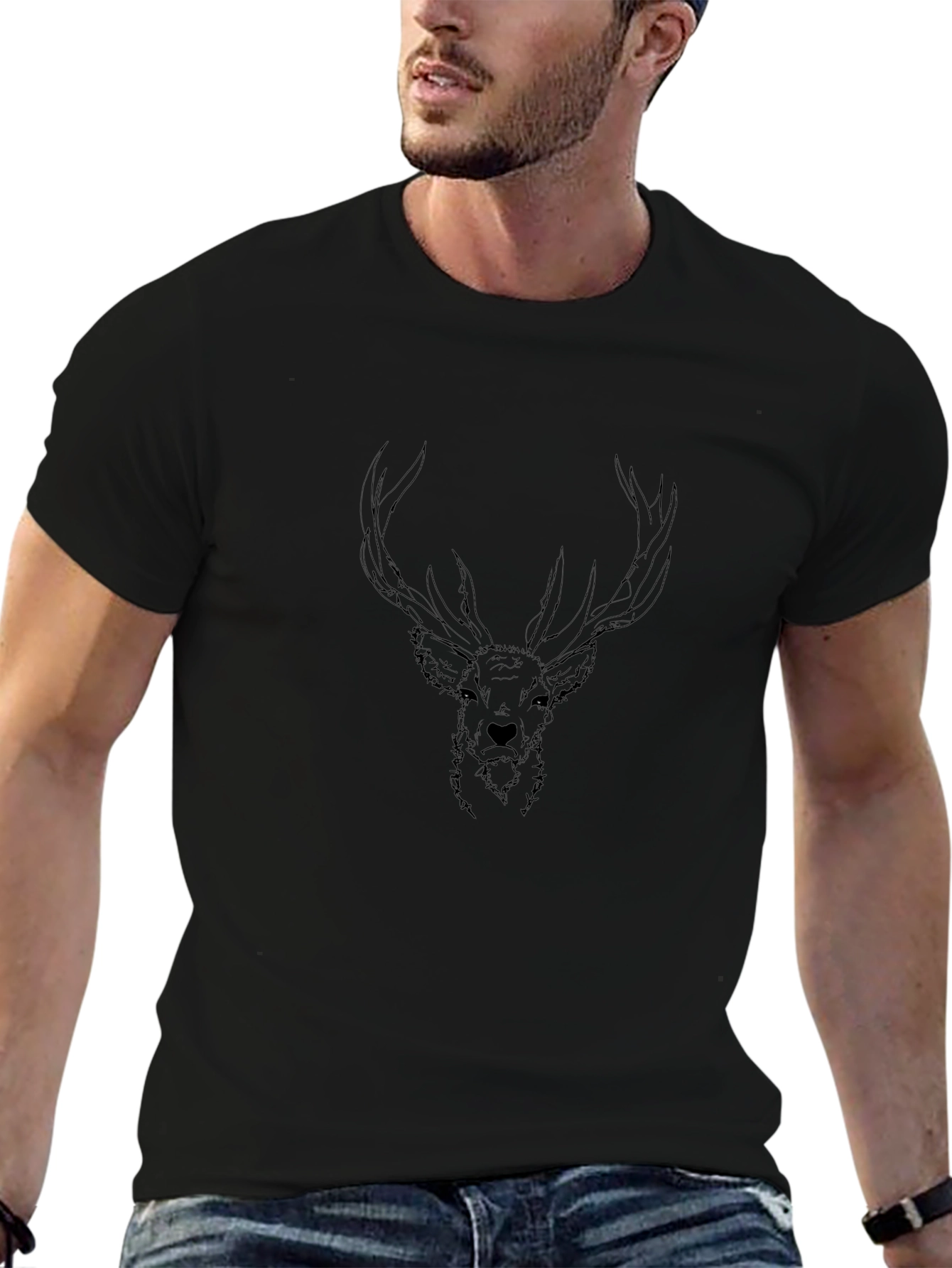 Black Deer Graphic T-Shirt - Stylish Mens Tee