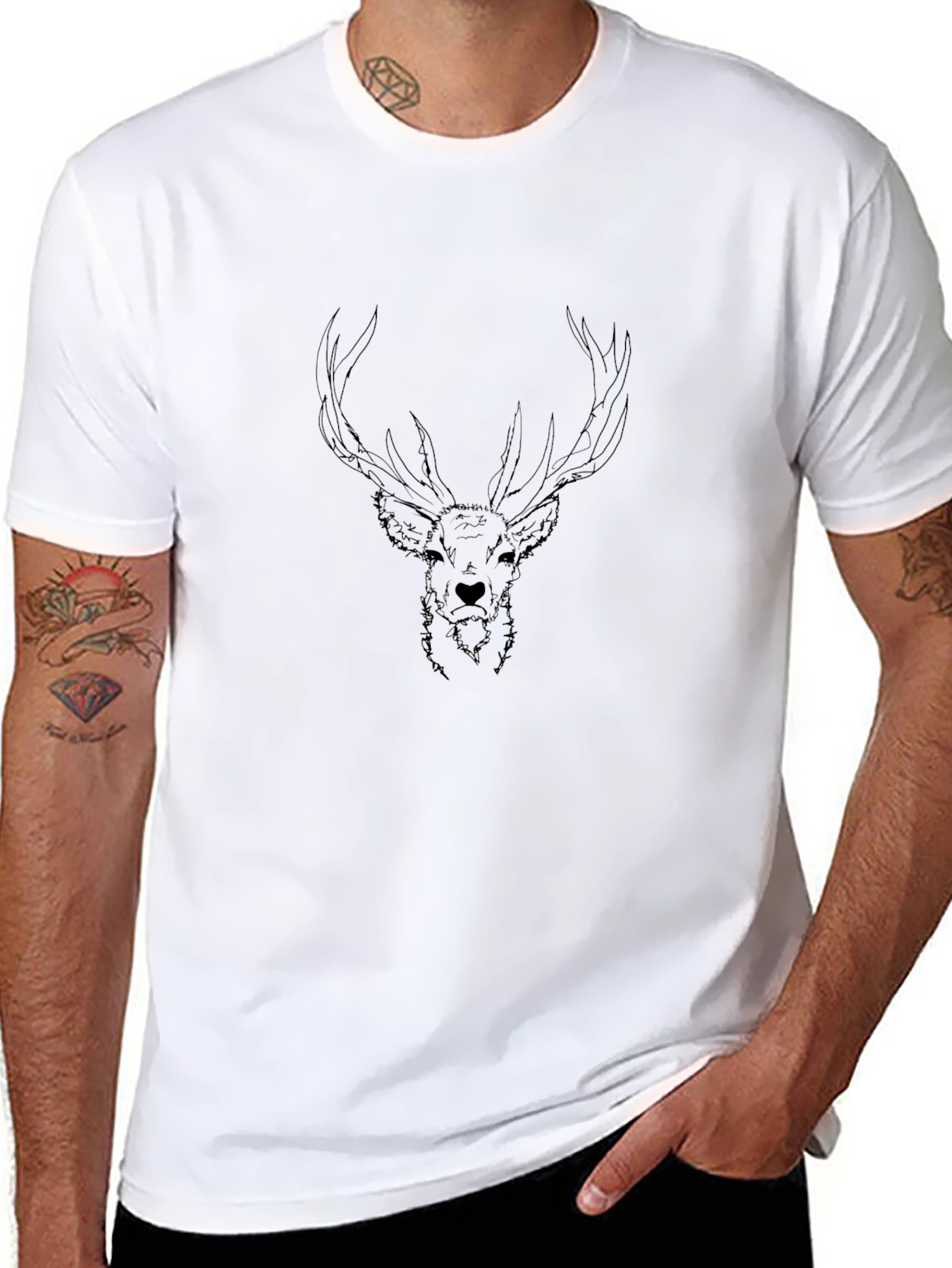 Black Deer Graphic T-Shirt - Stylish Mens Tee
