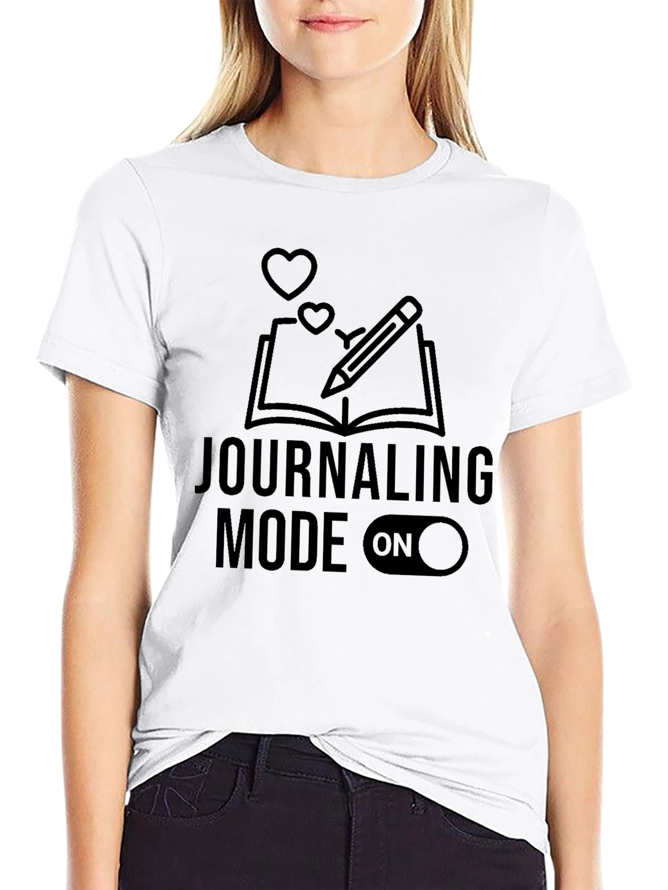 Journaling Mode On Graphic Tee - Black Cotton T-Shirt