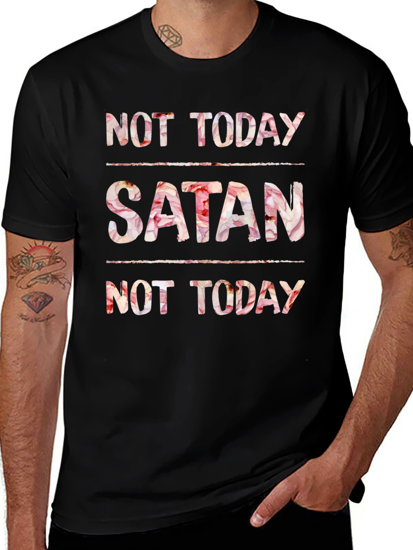 Not Today Satan Floral Print Tee