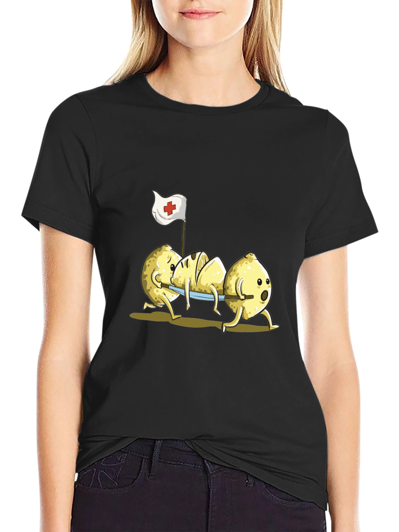 Funny Lemon First Aid Black T-Shirt