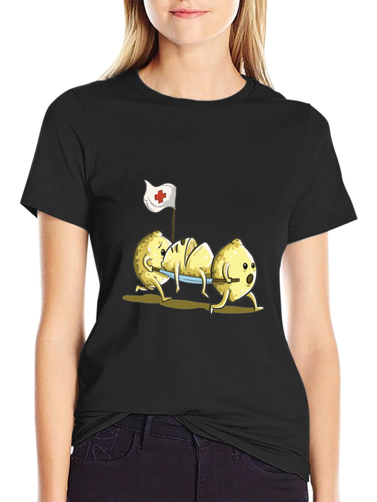 Funny Lemon First Aid Black T-Shirt