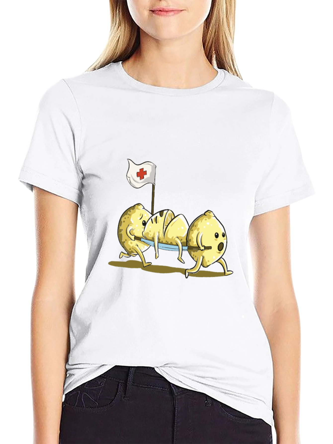 Funny Lemon First Aid Black T-Shirt