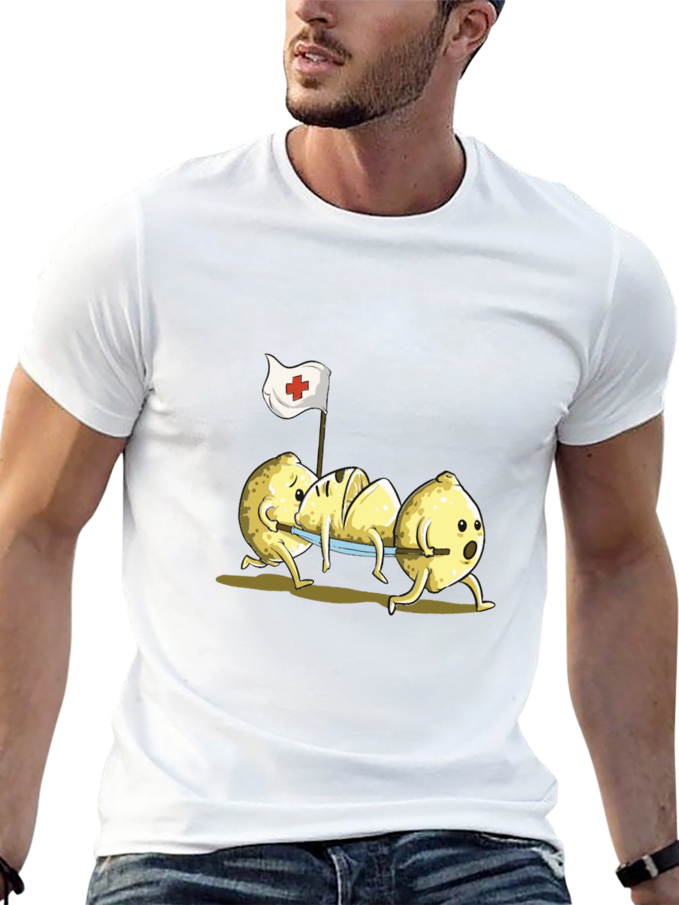 Funny Lemon First Aid Black T-Shirt