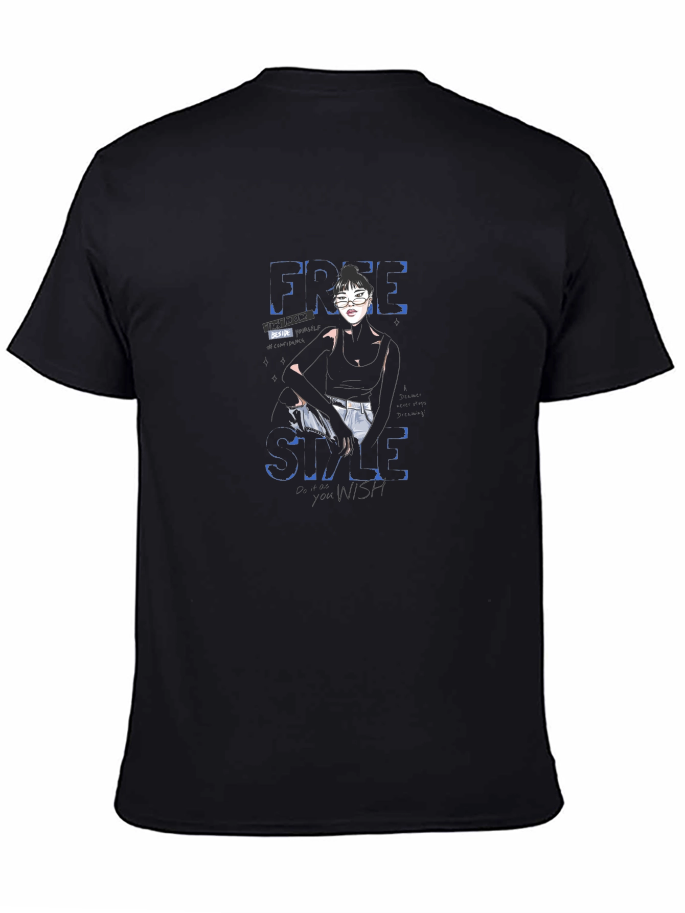 Edgy Style Black T-Shirt with Graphic Design