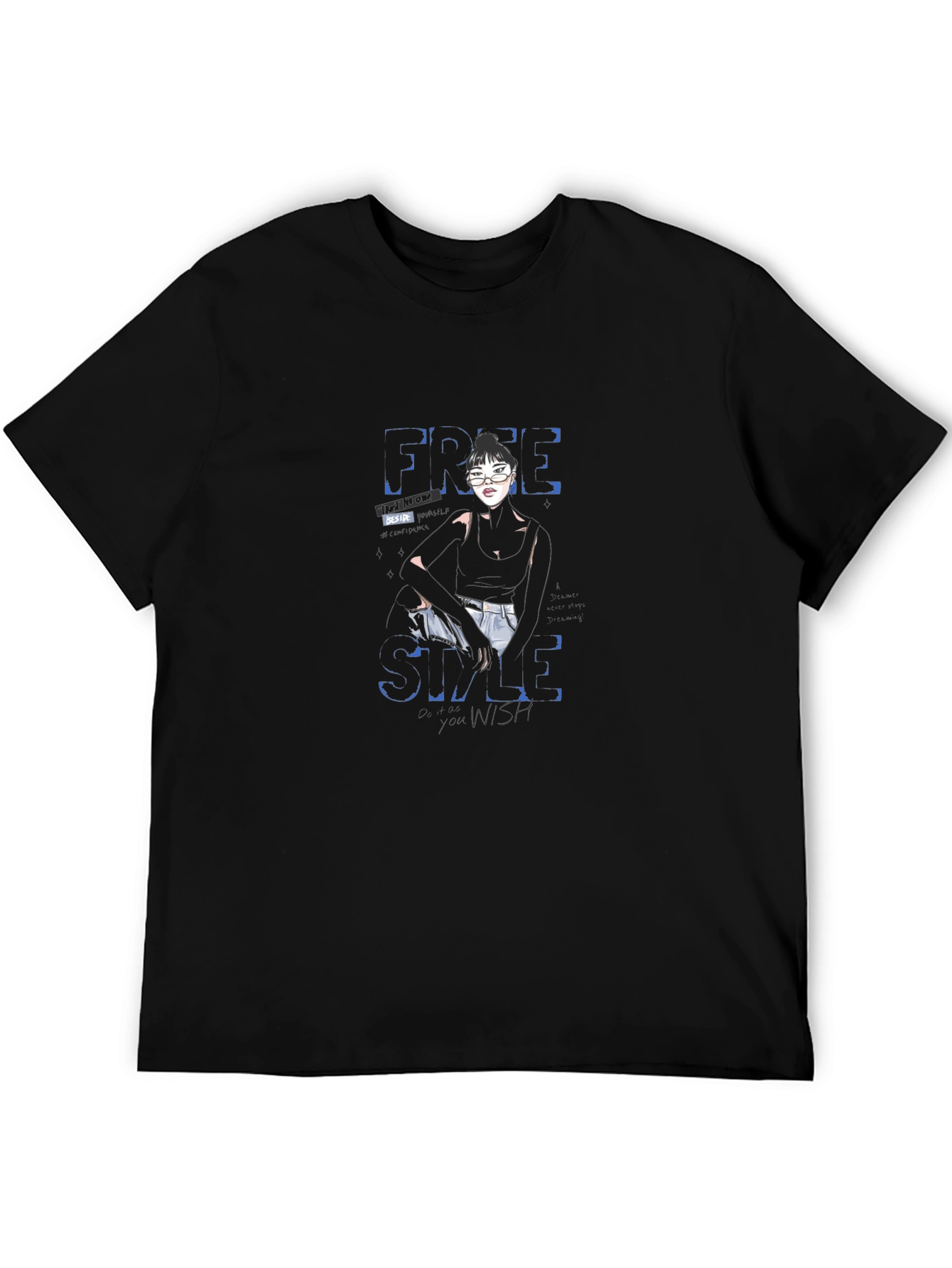 Edgy Style Black T-Shirt with Graphic Design
