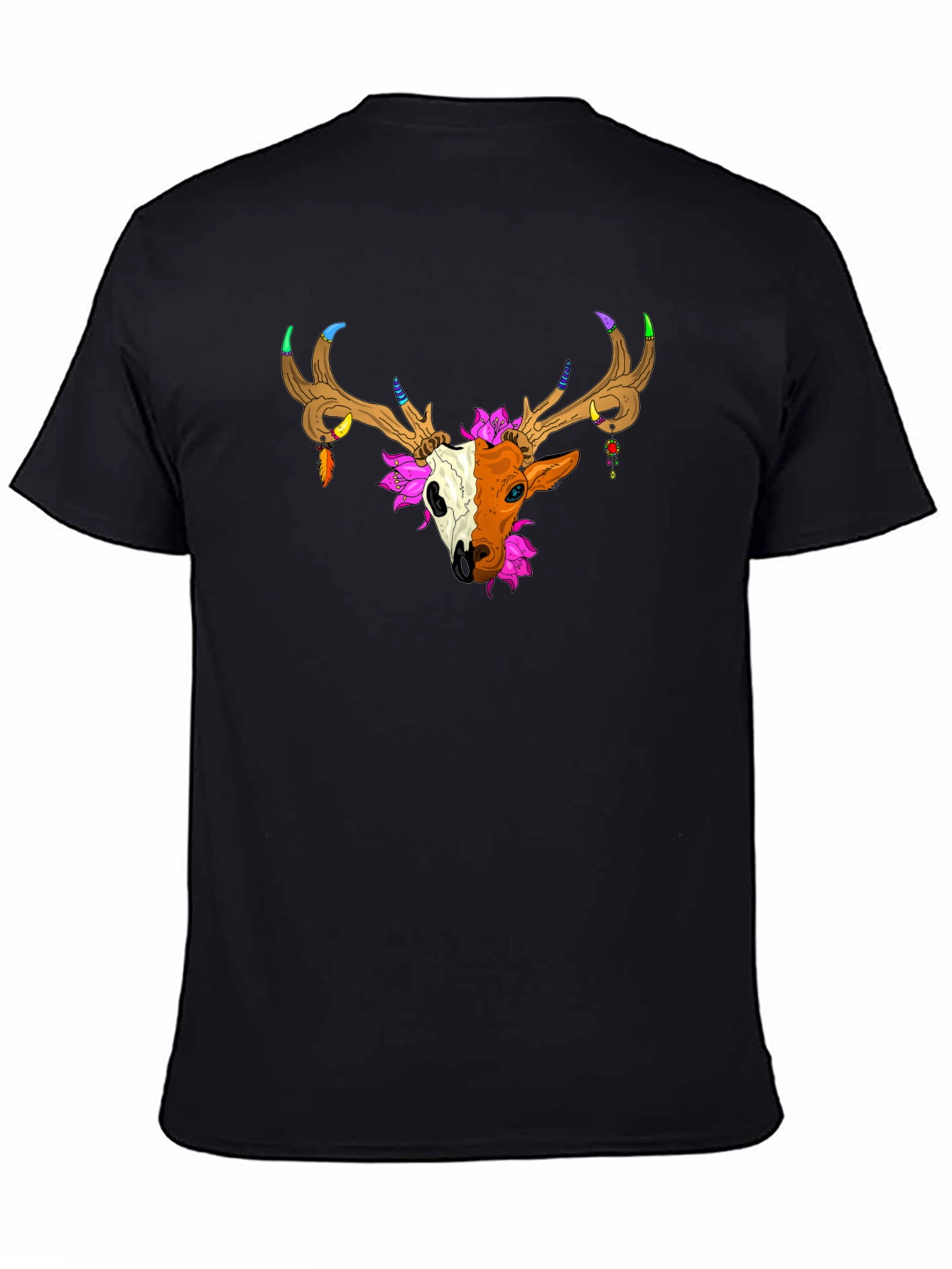 Deer Skull Graphic Tee - Unique Artistic Design